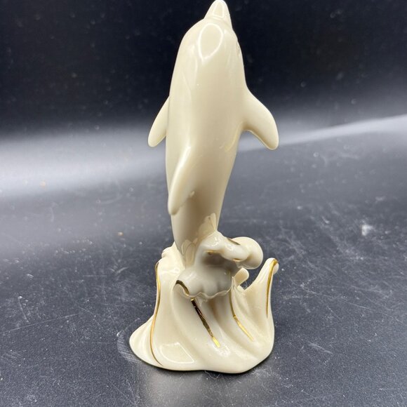 Lenox Dolphin Figurine Handcrafted Porcelain With Gold Accents 4" Tall - Picture 3 of 5